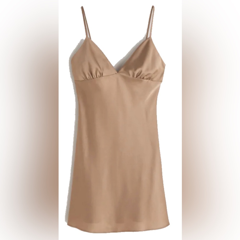 Abercrombie Camel Satin Slip Dress